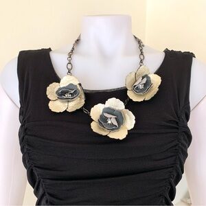 Fossil silver metallic flowers chain link necklace or belt